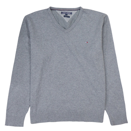 Tommy Hilfiger Men’s Grey V-Neck Cotton Jumper 2XL Regular