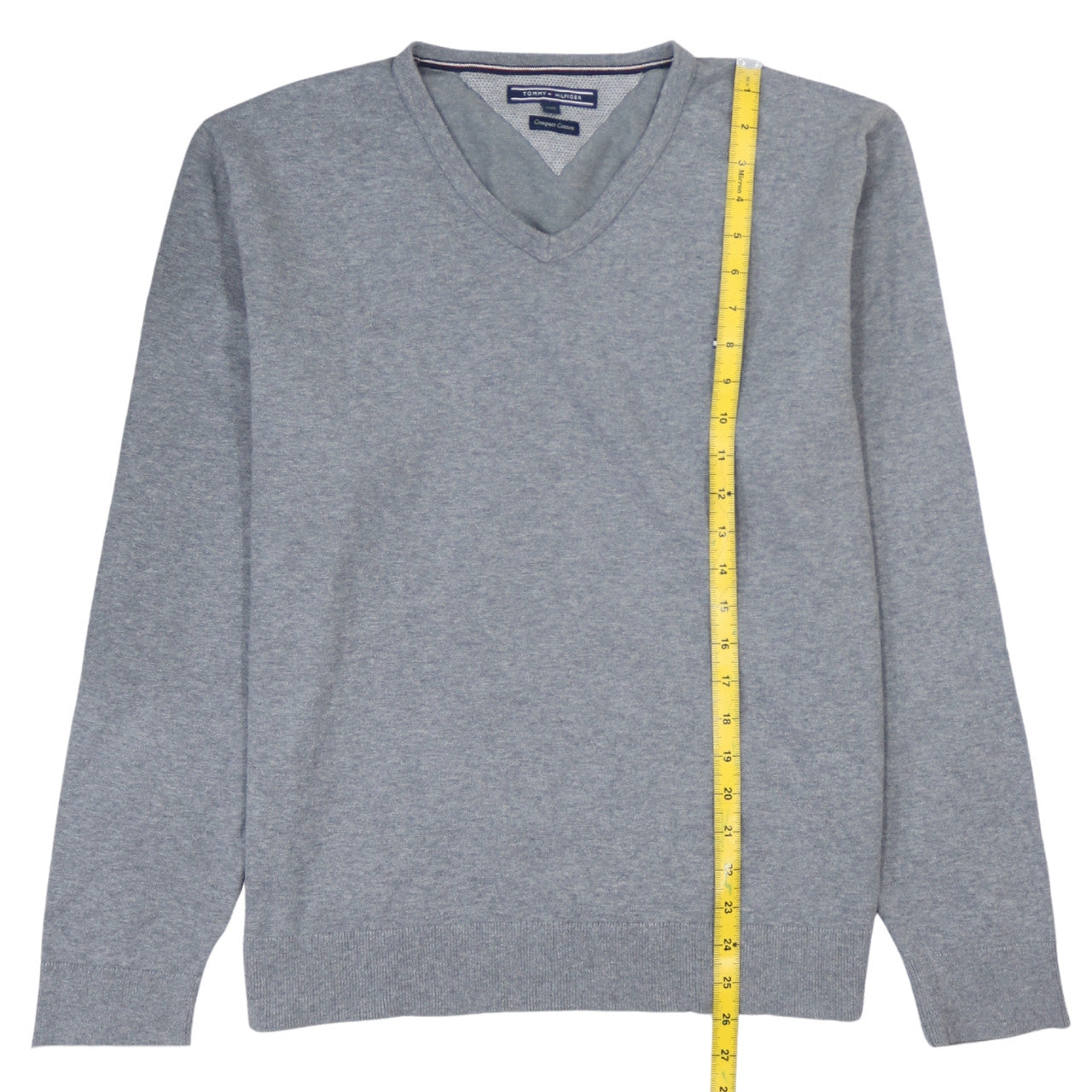 Tommy Hilfiger Men’s Grey V-Neck Cotton Jumper 2XL Regular