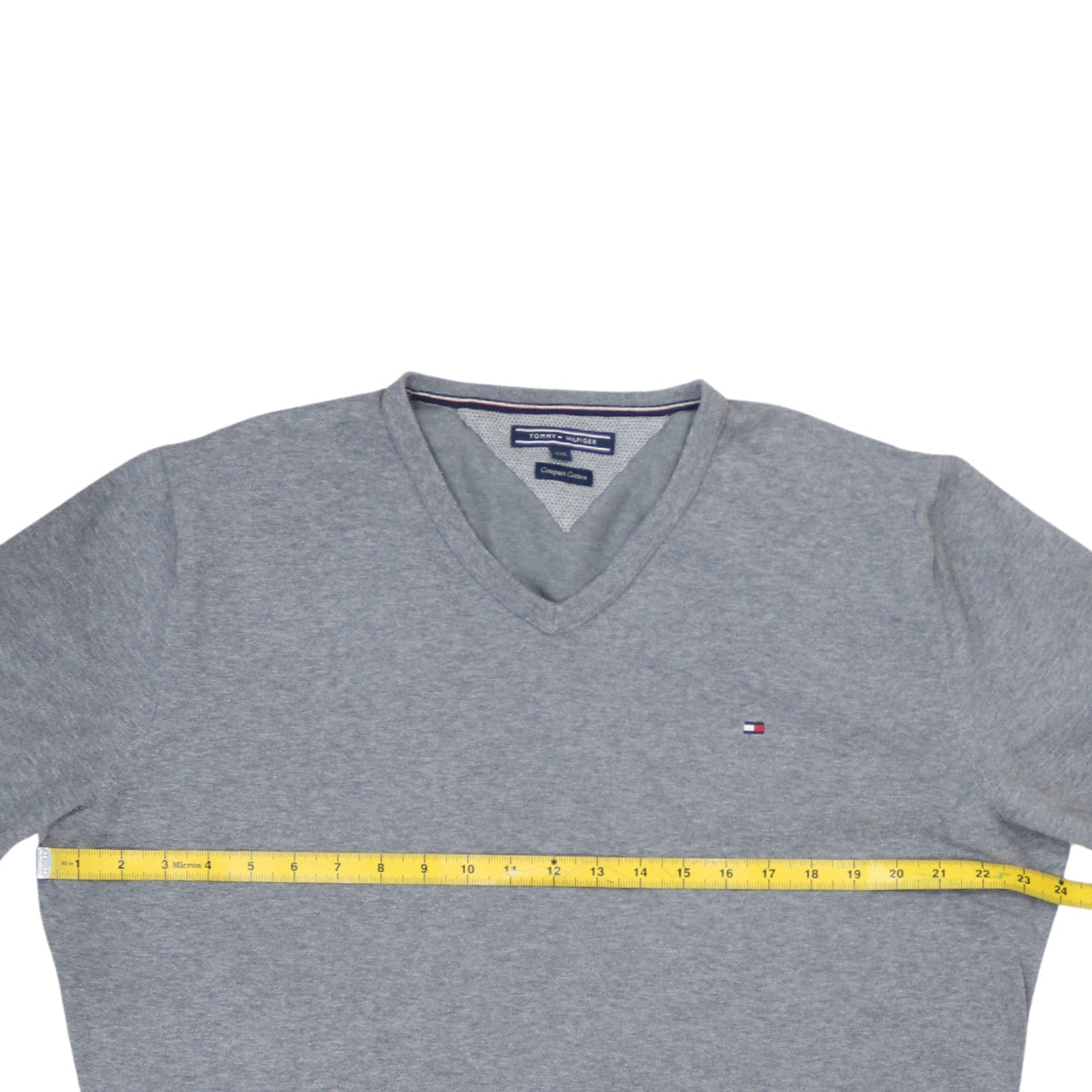 Tommy Hilfiger Men’s Grey V-Neck Cotton Jumper 2XL Regular