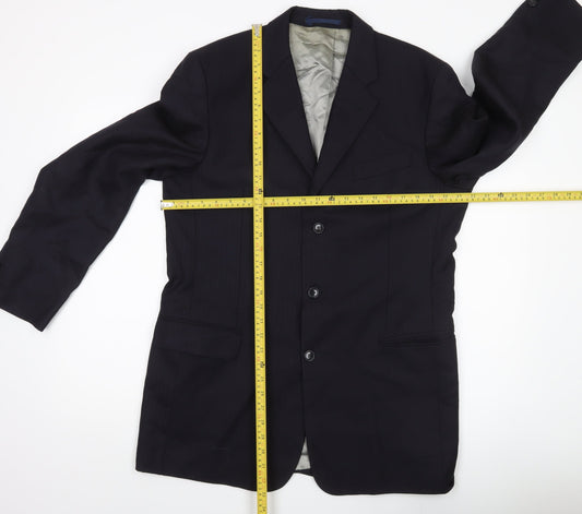 Next Men's Black Wool Blazer Jacket 40L Classic Notch Lapel