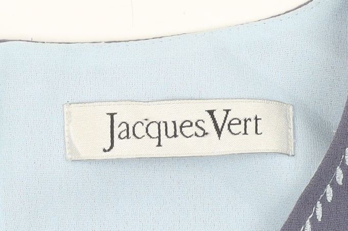 Jacques Vert Women Blue Blouse Size 12 Short Sleeve Scoop Neck