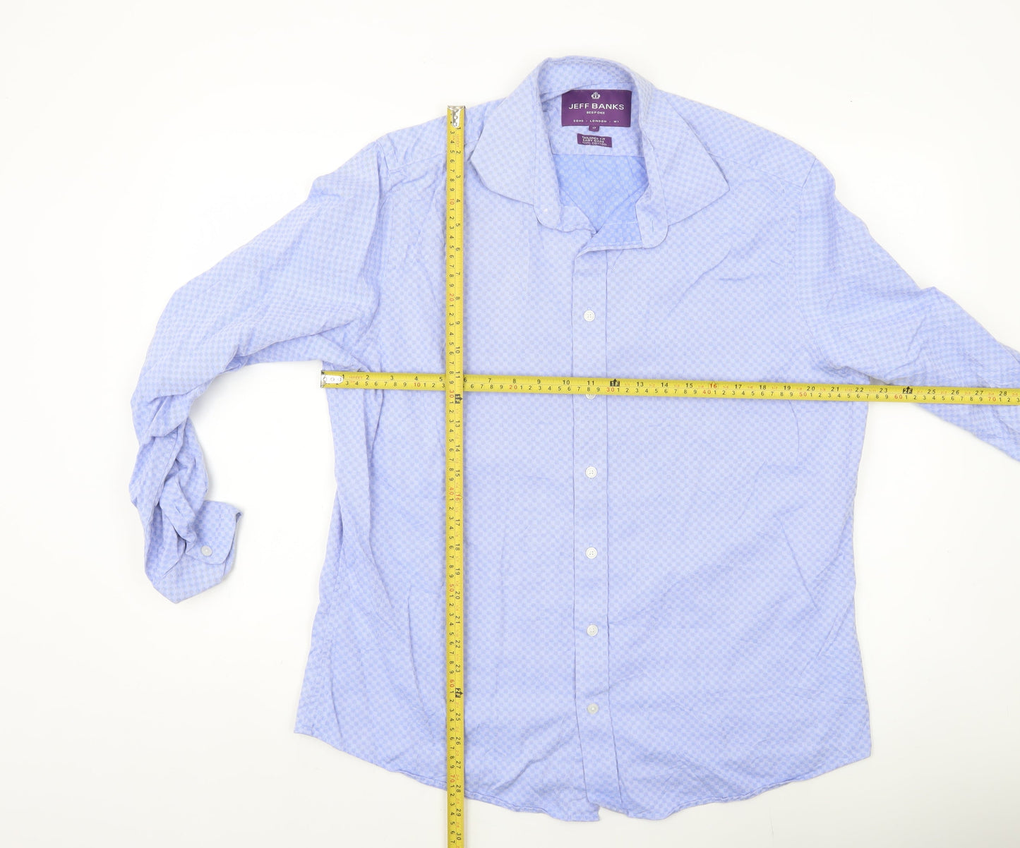 Jeff Banks Men's Blue 17 Tailored Fit Geometric Cotton Shirt