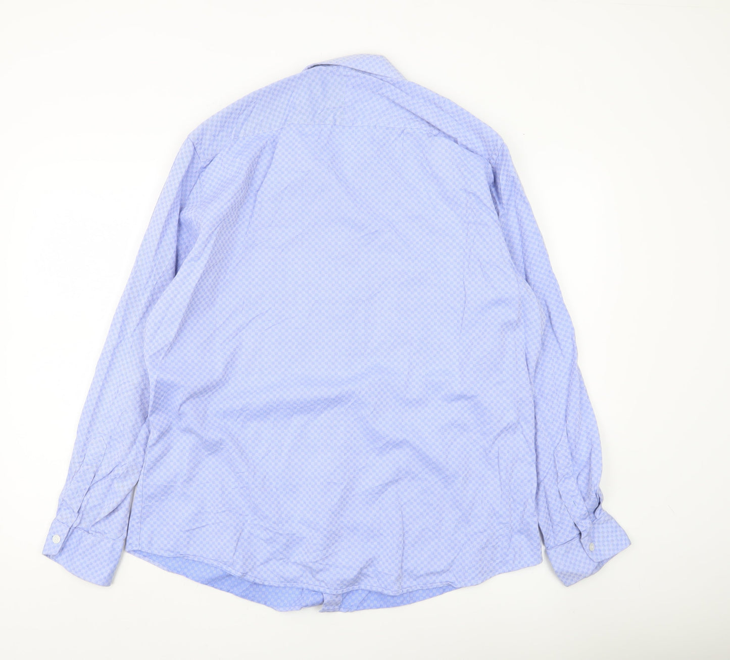 Jeff Banks Men's Blue 17 Tailored Fit Geometric Cotton Shirt