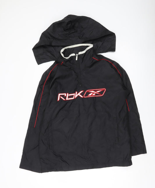 Reebok Boys Black 14Y Nylon Windbreaker Jacket with Hood