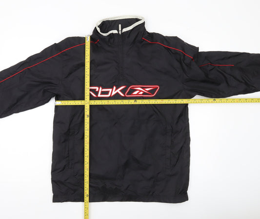 Reebok Boys Black 14Y Nylon Windbreaker Jacket with Hood