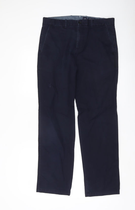 GAP Men's Blue Chino Straight Fit Trousers 32W x 32L Cotton