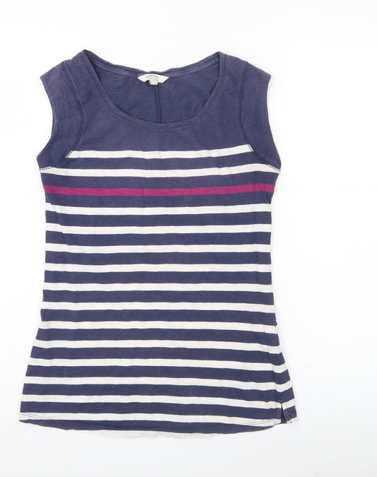 FatFace Women’s Blue Striped Cotton Tank Top Size 6 Scoop Neck