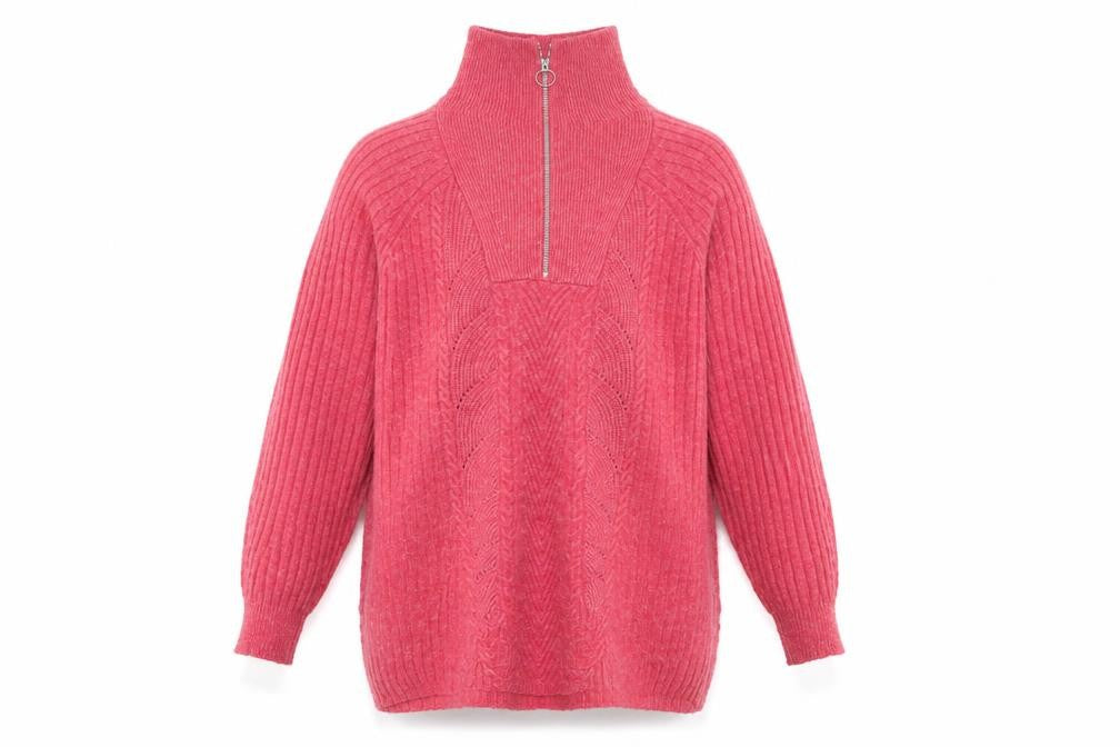 Marks and Spencer Women’s Pink Cable-Knit High Neck Pullover Jumper M