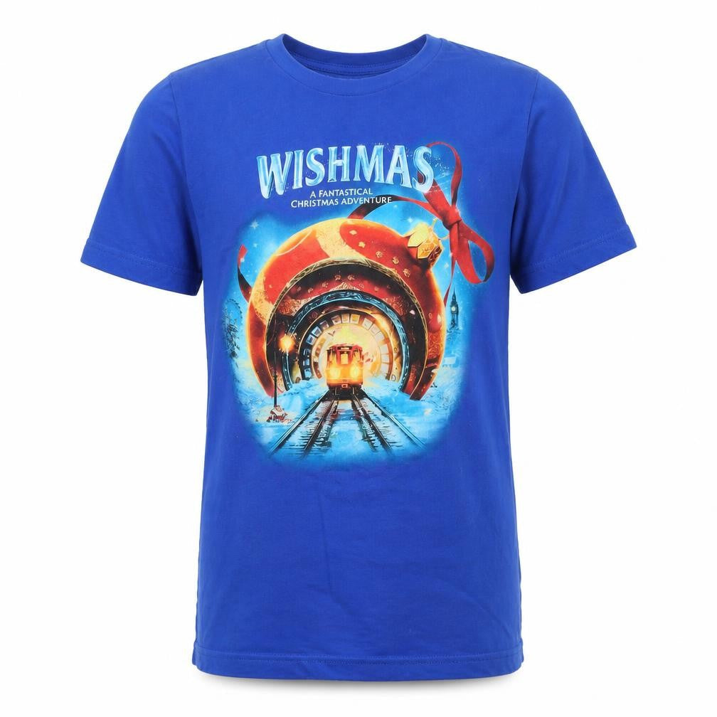 Wishmas Men's Blue M Christmas Graphic Short Sleeve Cotton T-Shirt