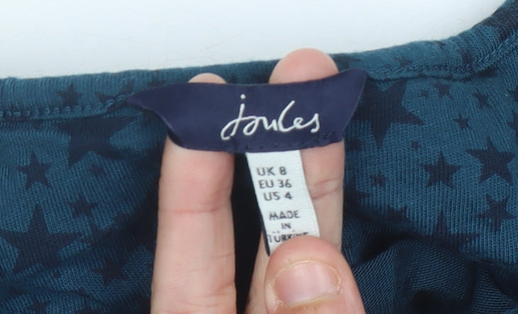 Joules Womens Blue Star Print Long Sleeve Tunic Blouse Size 8