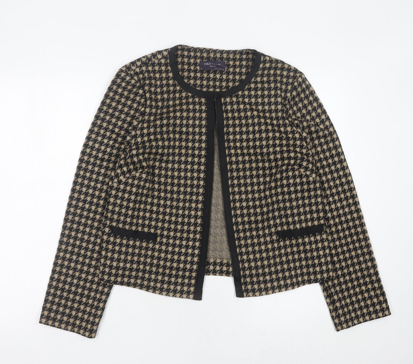 Marks and Spencer Womens Black Houndstooth Slim Fit Suit Jacket Size 16