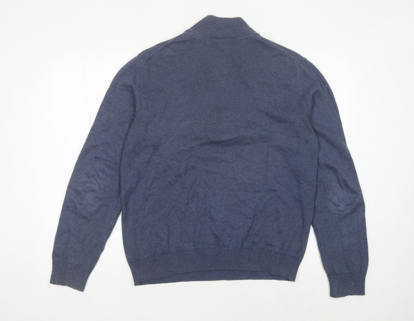 Crew Clothing Company Men's Blue L Half Zip Cotton Cashmere Jumper