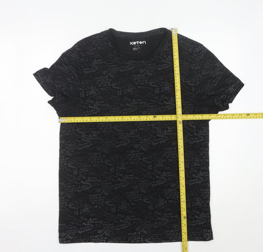 Koton Men’s Black Graphic Print Crew Neck T-Shirt Size S