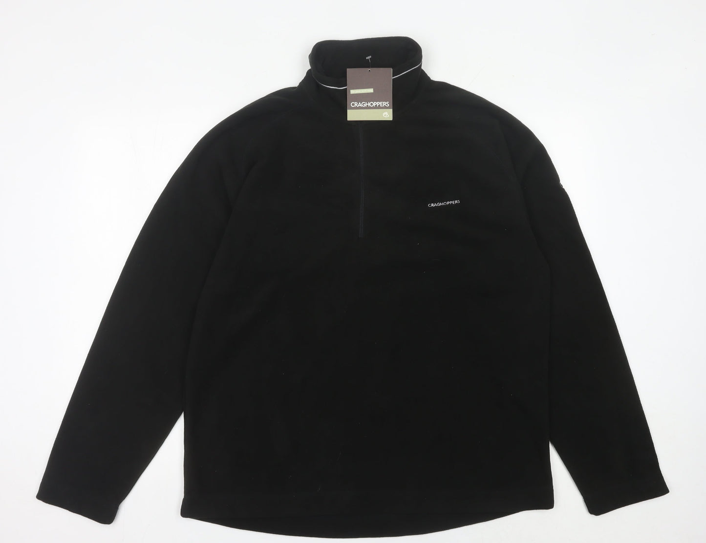 Craghoppers Mens Black Fleece Pullover Sweatshirt L 1/4 Zip Outdoor Hiking
