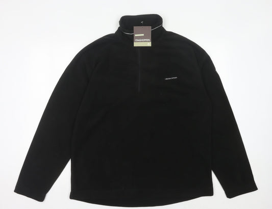 Craghoppers Mens Black Fleece Pullover Sweatshirt L 1/4 Zip Outdoor Hiking