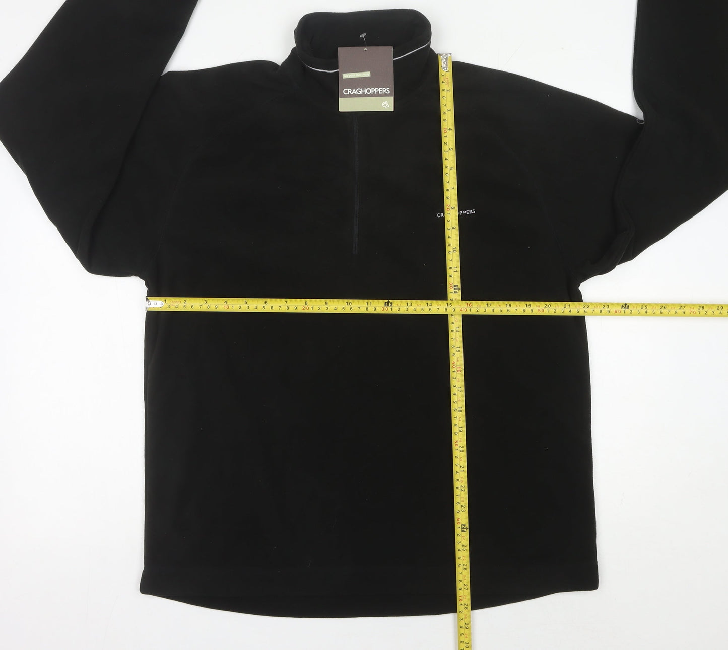 Craghoppers Mens Black Fleece Pullover Sweatshirt L 1/4 Zip Outdoor Hiking