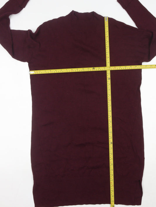 Fat Face Womens Purple Size 14 Mock Neck Long Sleeve Jumper Dress