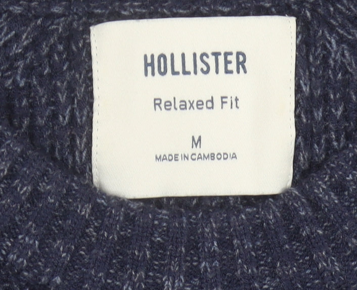 Hollister Men’s Blue Knit Pullover Jumper M Relaxed Fit Chunky Knit