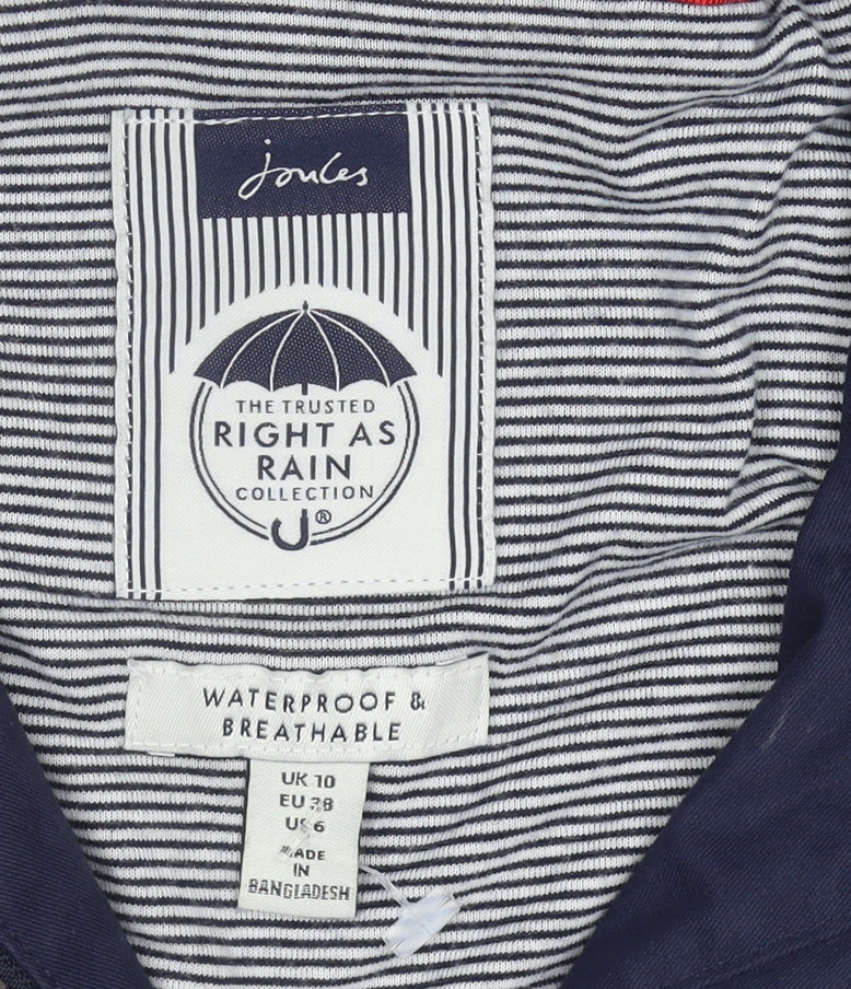 Joules Womens Blue Size 10 Hooded Waterproof Rain Coat Jacket