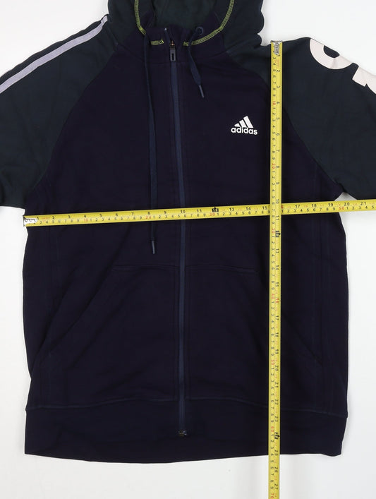 Adidas Men’s Blue L Full Zip Hoodie with Logo Graphic