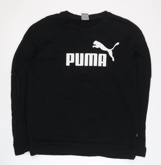 Puma Mens Black Pullover Crew Neck Logo Sweatshirt Size L