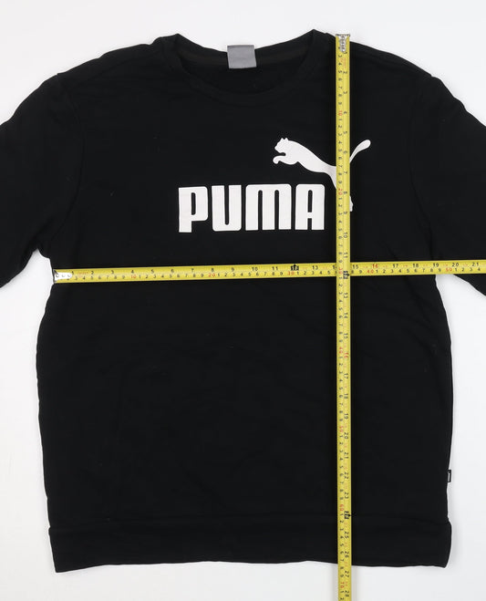 Puma Mens Black Pullover Crew Neck Logo Sweatshirt Size L