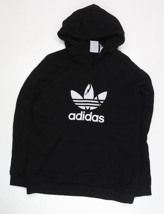 adidas Mens Black Pullover Hoodie Size L Logo Sportswear
