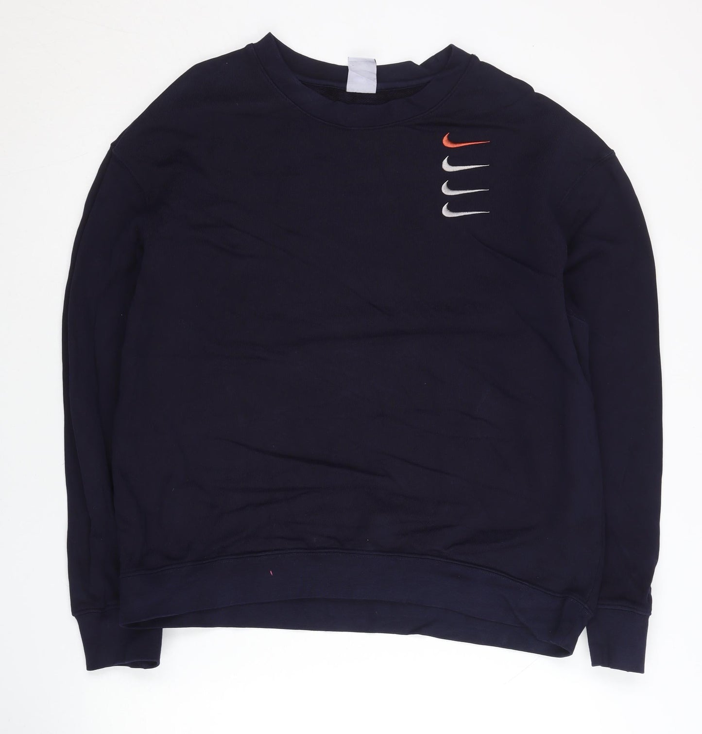 Nike Mens XL Blue Crew Neck Pullover Sweatshirt Embroidered Logo