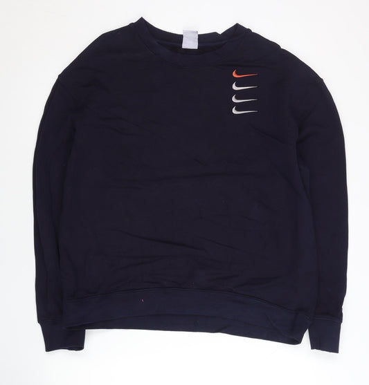 Nike Mens XL Blue Crew Neck Pullover Sweatshirt Embroidered Logo