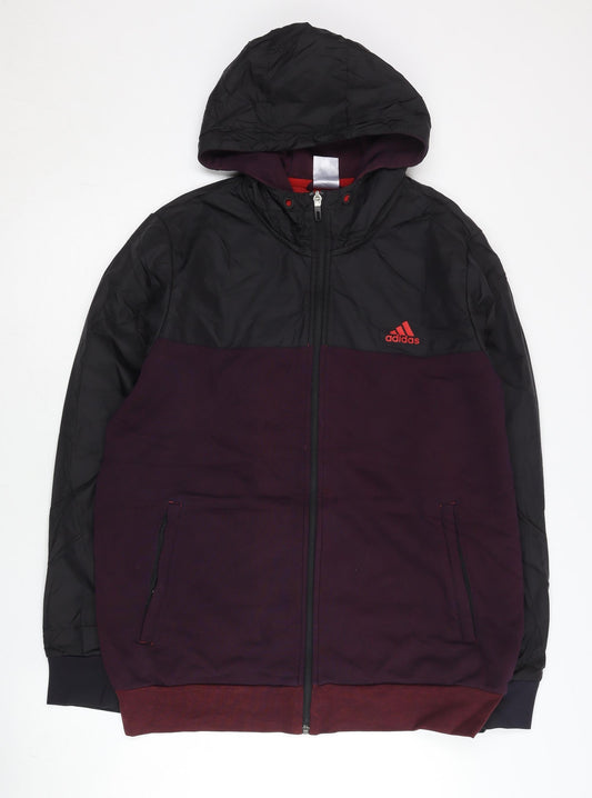 Adidas Men’s Black & Red Hooded Full Zip Jacket Size L