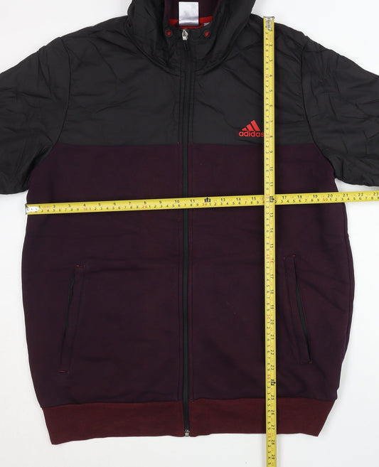 Adidas Men’s Black & Red Hooded Full Zip Jacket Size L