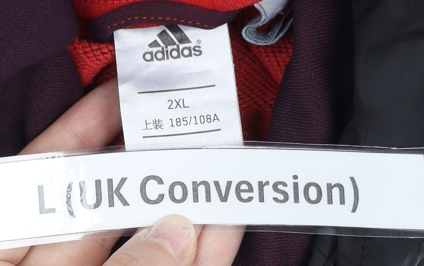 Adidas Men’s Black & Red Hooded Full Zip Jacket Size L