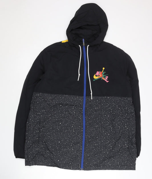 Nike Jordan Men’s Black XL Windbreaker Jacket Hooded Full Zip
