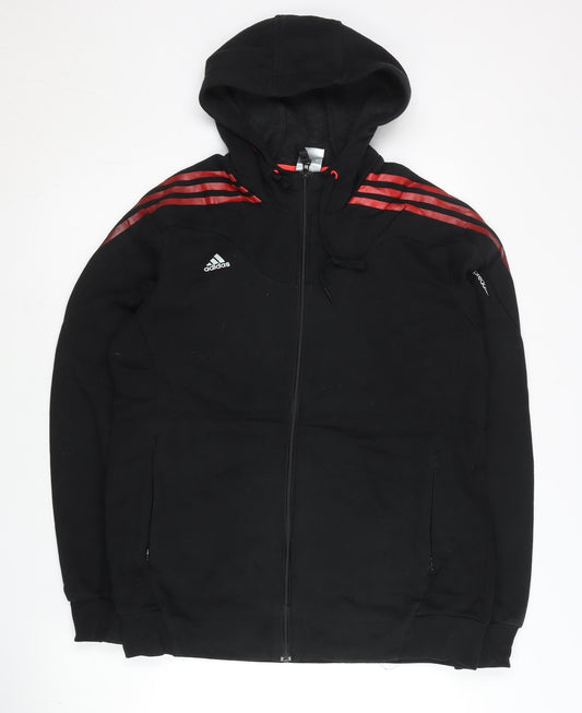 Adidas Men’s Black Full Zip Hoodie Size L Sportswear Cotton Blend