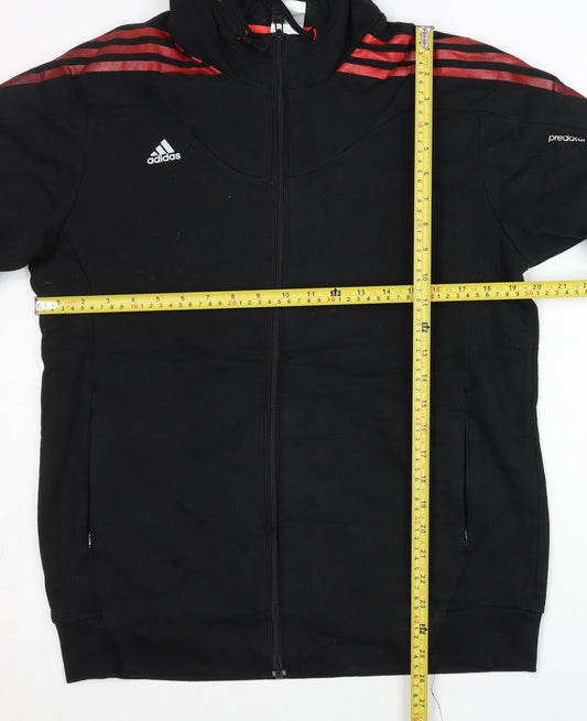 Adidas Men’s Black Full Zip Hoodie Size L Sportswear Cotton Blend