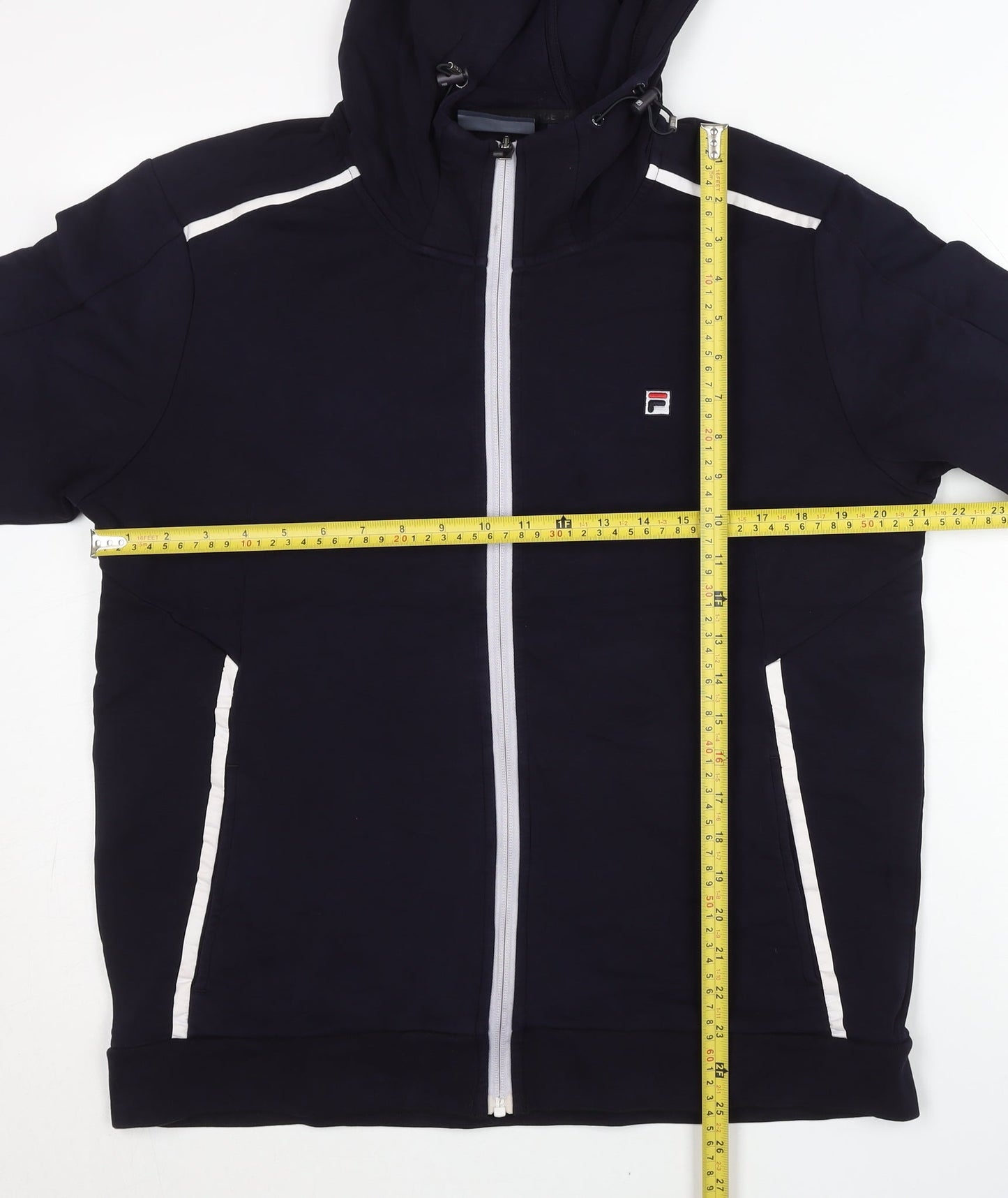 Fila Mens Blue Full Zip Hoodie Jacket L Regular Fit Logo Sportswear