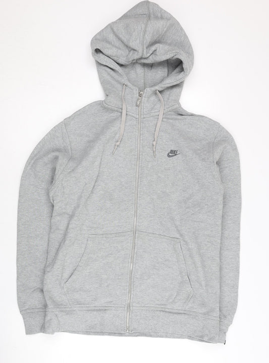 Nike Mens Grey Full Zip Hoodie L Sportswear Cotton Blend