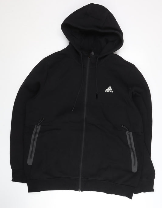 Adidas Men’s Black Full Zip Hoodie L Regular Fit Sportswear