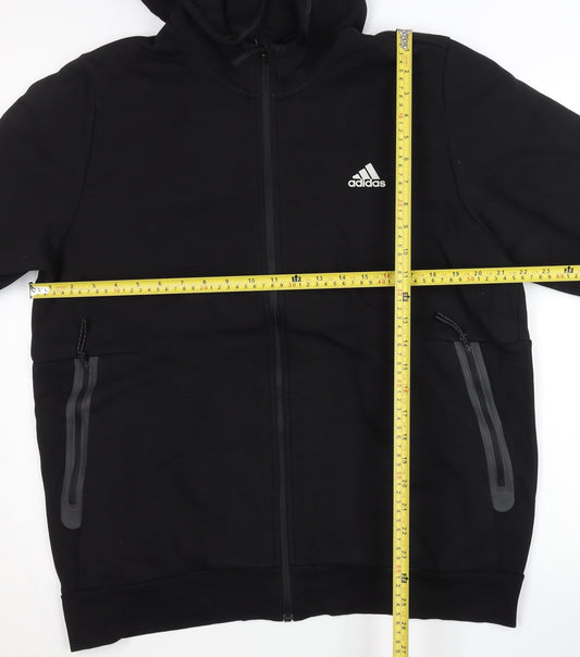 Adidas Men’s Black Full Zip Hoodie L Regular Fit Sportswear