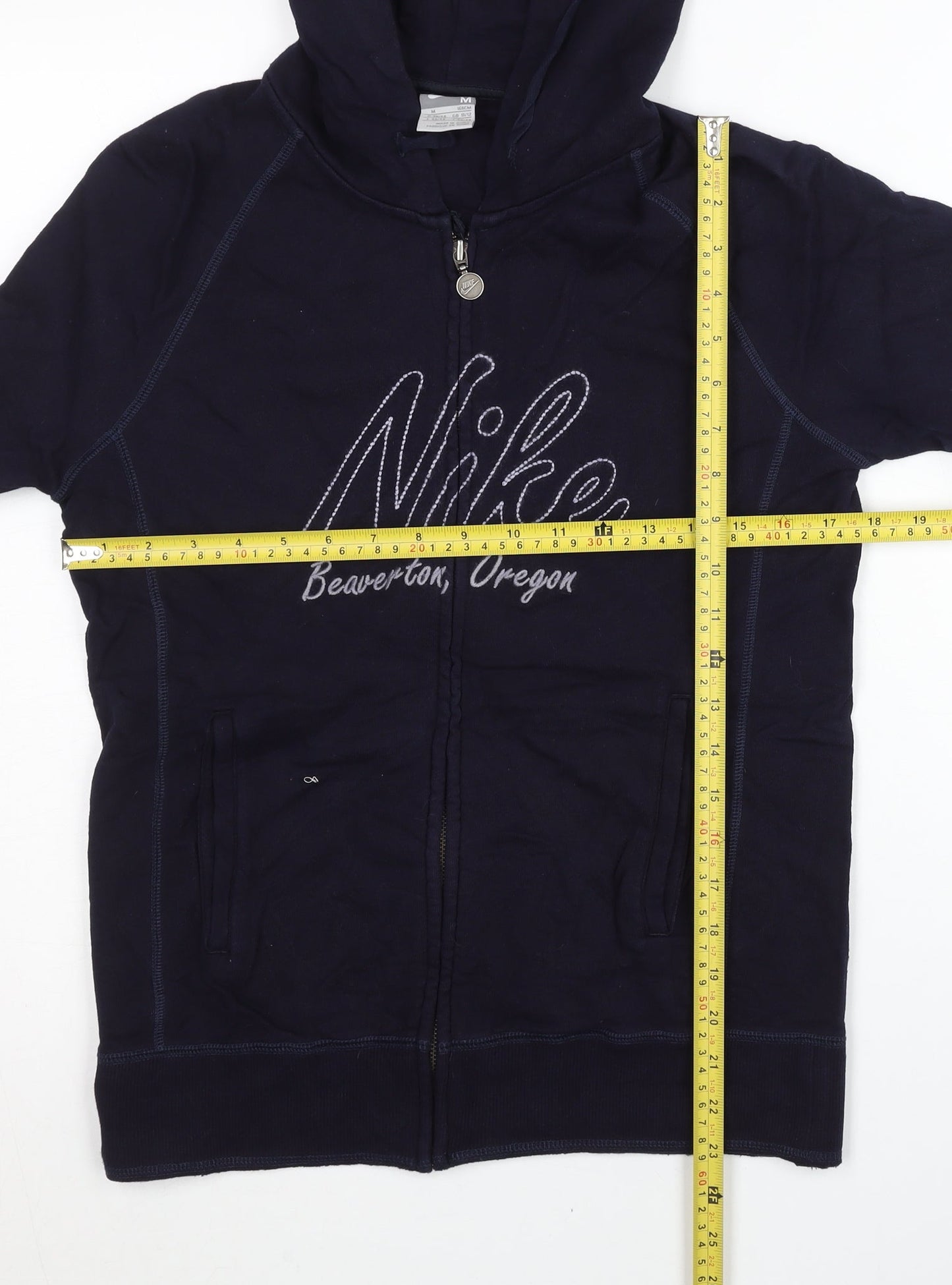 Nike Women's Navy Full Zip Hoodie Size M Cotton Logo Sportswear