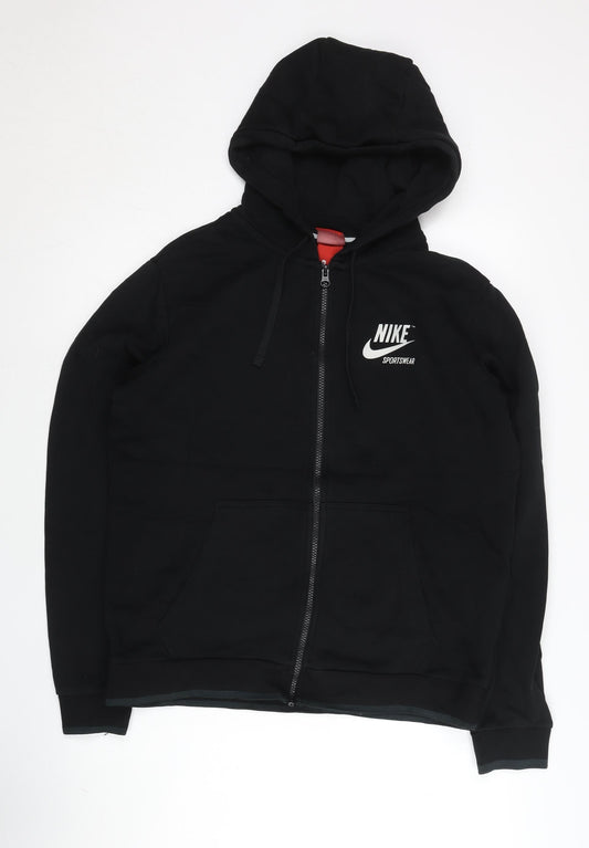 Nike Men's Black Full Zip Hoodie Sportswear Logo Size M