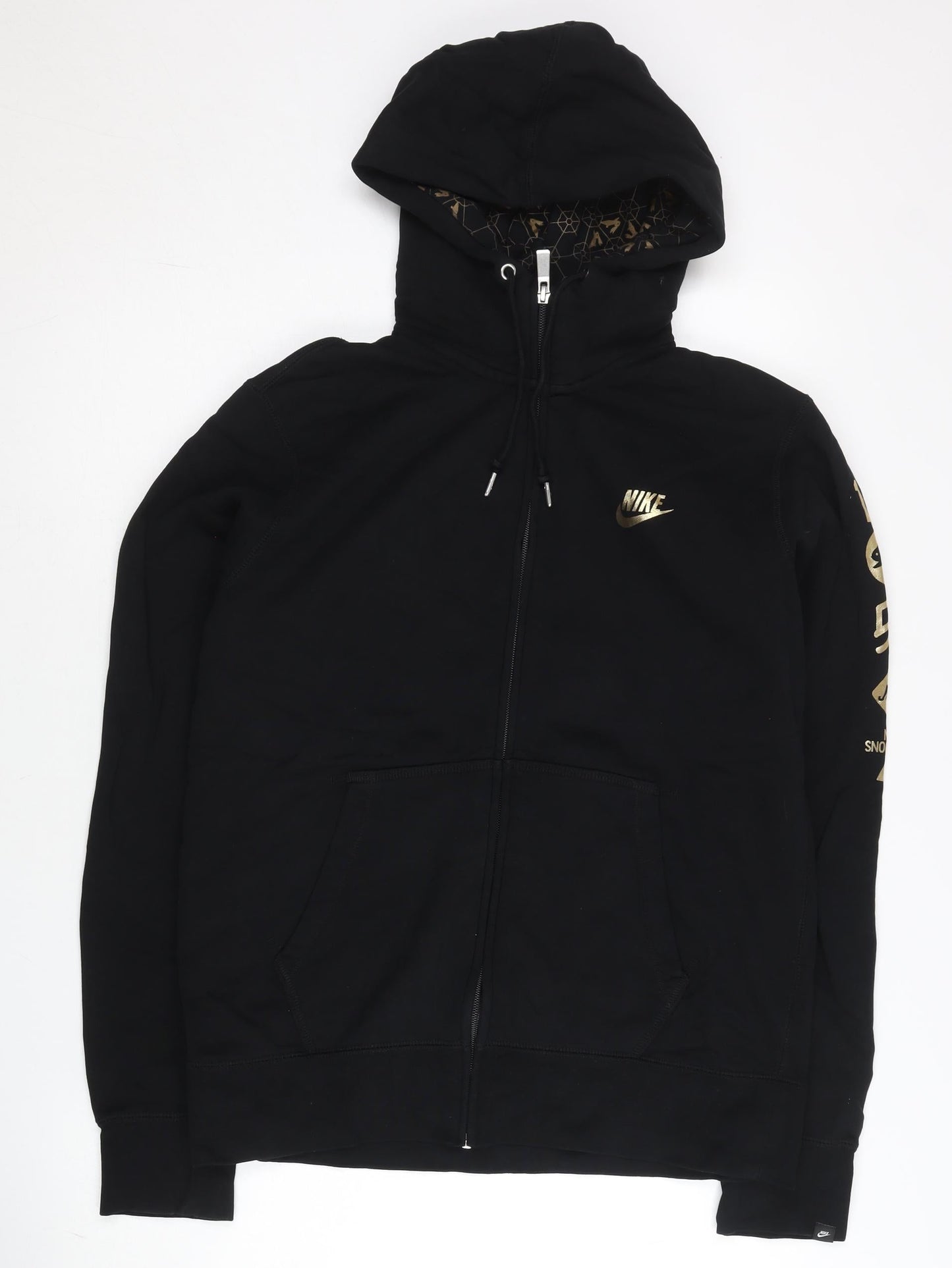 Nike Mens Black Gold Full Zip Hoodie Sweatshirt Size M Sportswear
