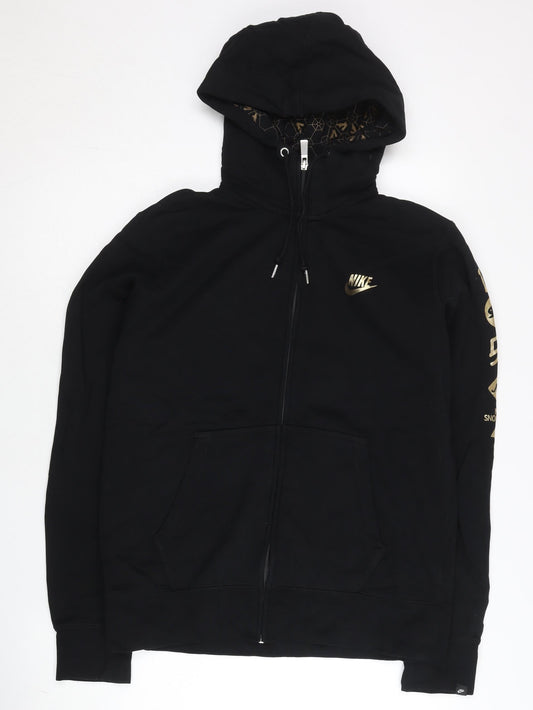 Nike Mens Black Gold Full Zip Hoodie Sweatshirt Size M Sportswear