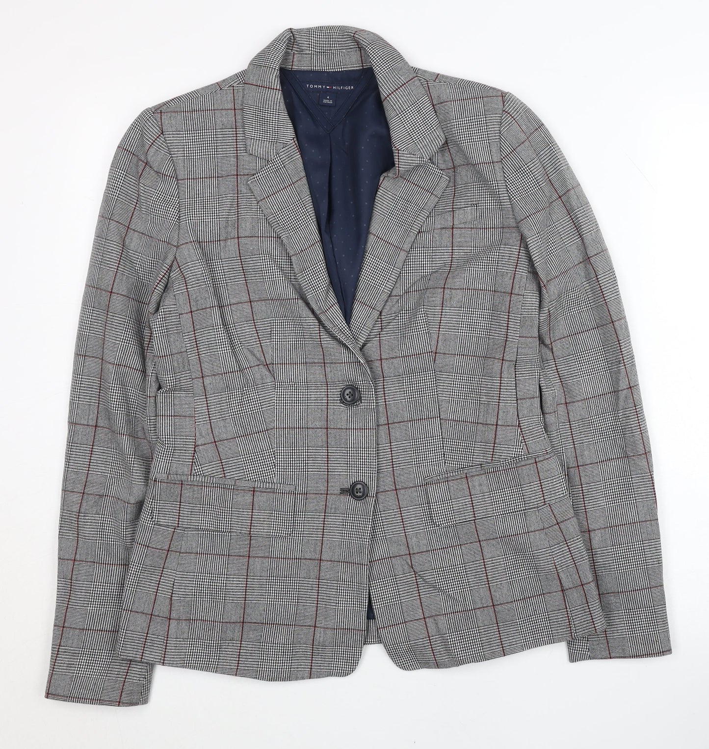 Tommy Hilfiger Womens Grey Check Trouser Suit Size 8 Slim Fit