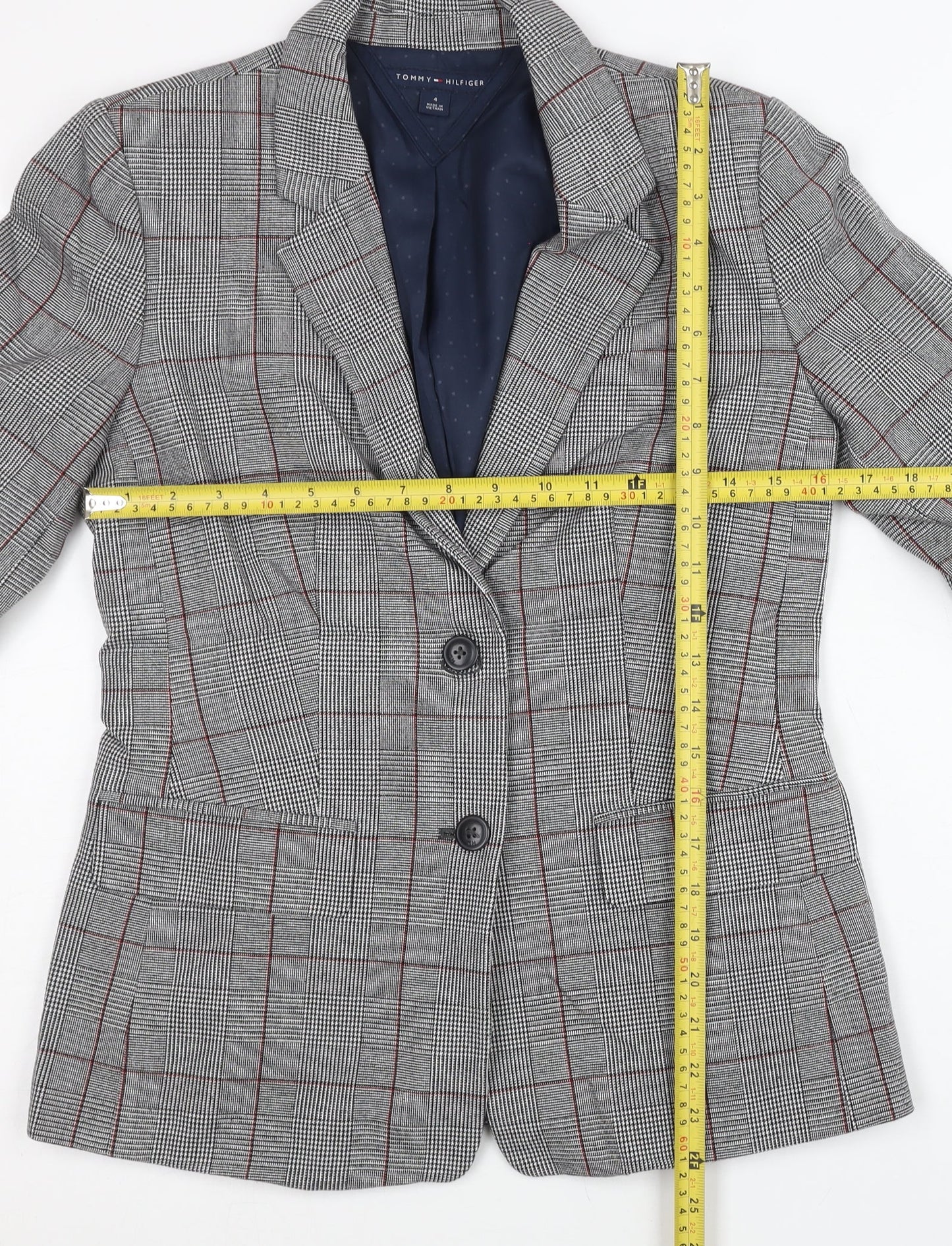 Tommy Hilfiger Womens Grey Check Trouser Suit Size 8 Slim Fit