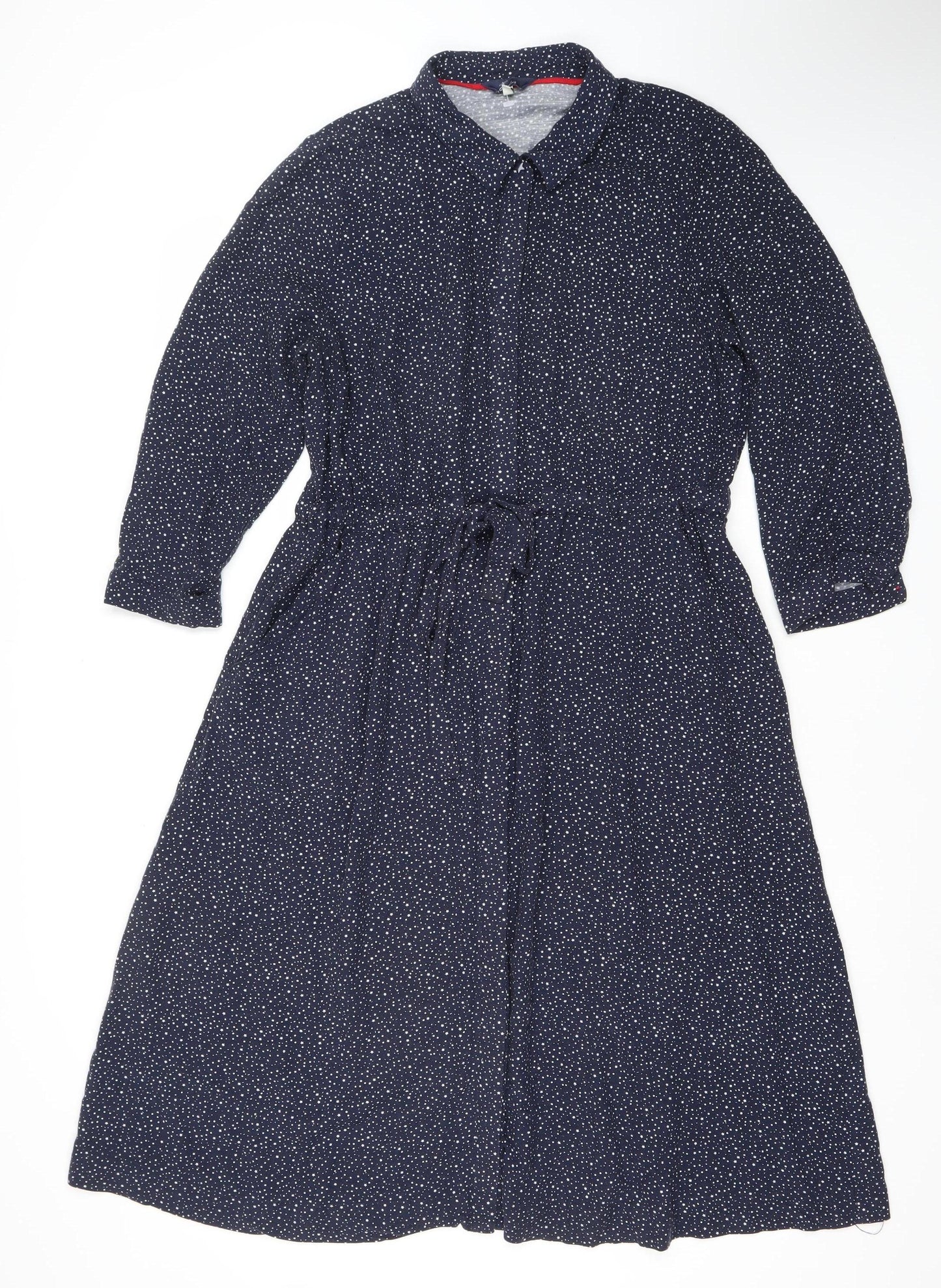 Joules Womens Blue Polka Dot Shirt Dress Size 14 Cotton