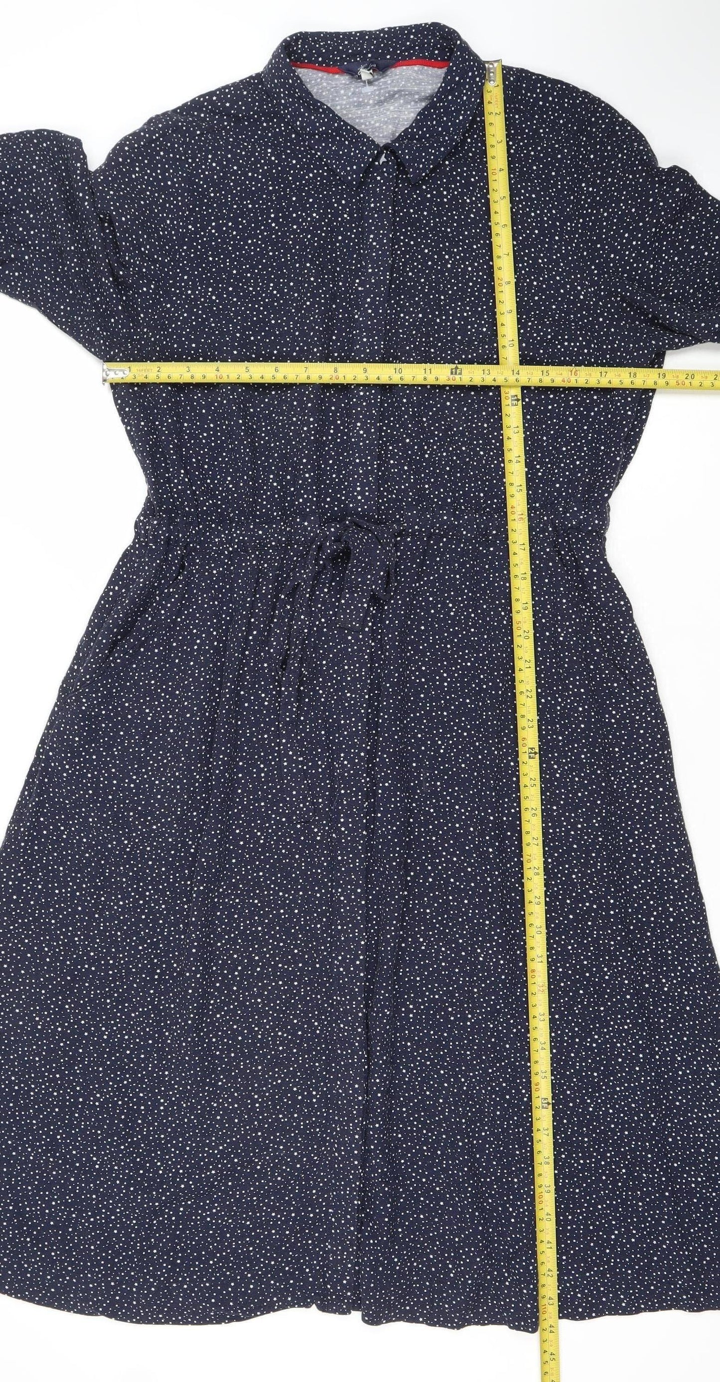 Joules Womens Blue Polka Dot Shirt Dress Size 14 Cotton