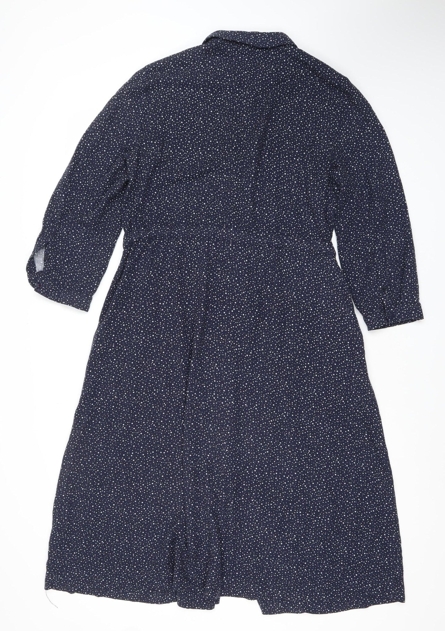 Joules Womens Blue Polka Dot Shirt Dress Size 14 Cotton