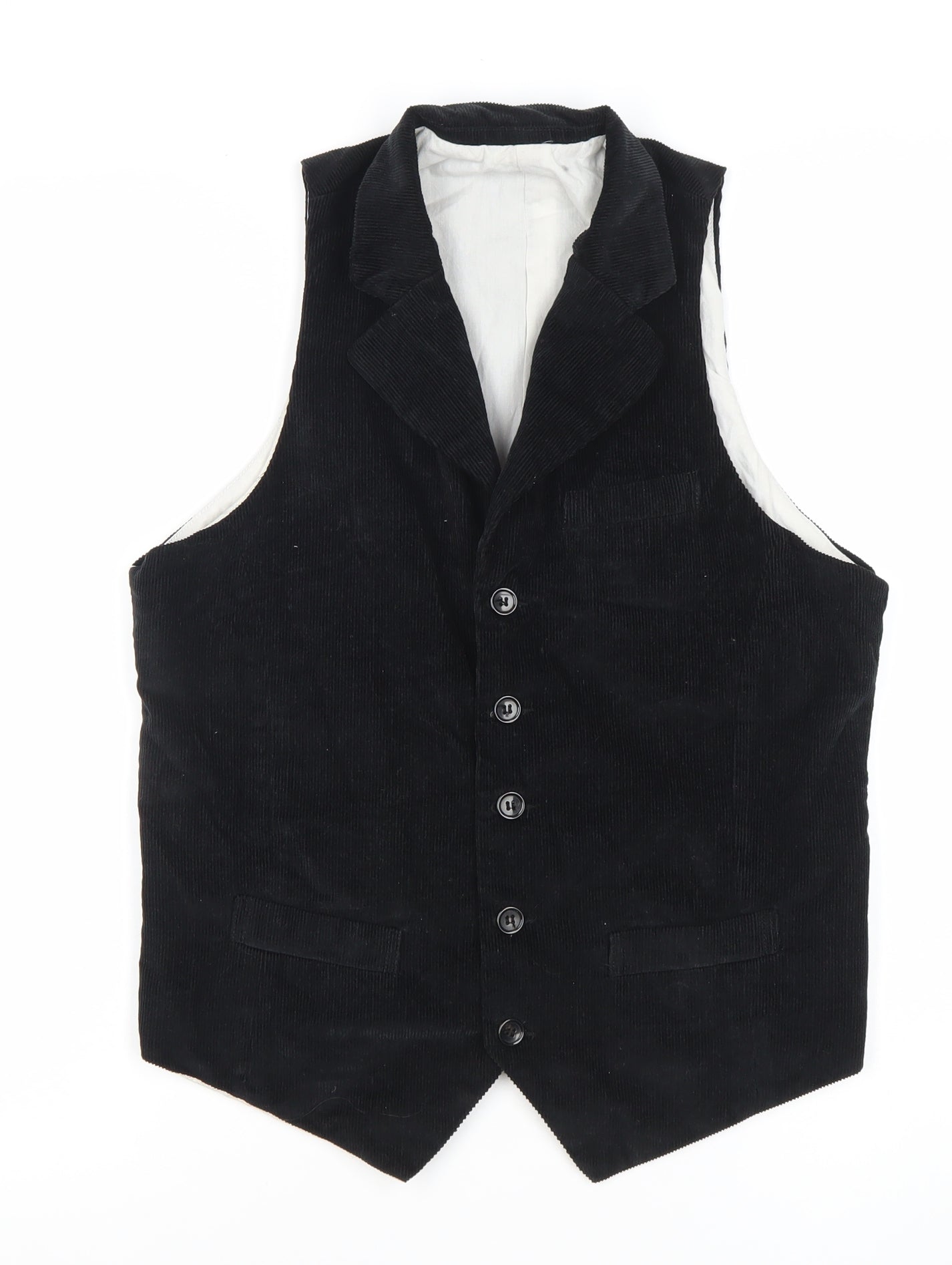 Zara Boys Black Cotton Corduroy Waistcoat Age 10 Formal Party Wedding