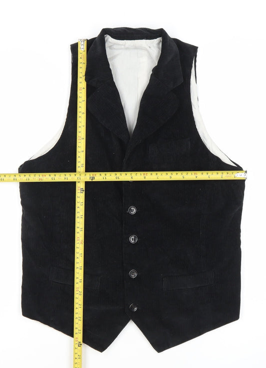 Zara Boys Black Cotton Corduroy Waistcoat Age 10 Formal Party Wedding